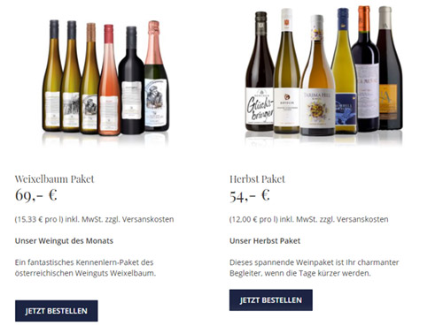 Onlineshop Weinpakete Weinlieferant